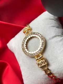 VOG ÇEYREK VE GRAM TAKILAN  24 AYAR ALTIN KAPLAMA FİGARO BİLEKLİK