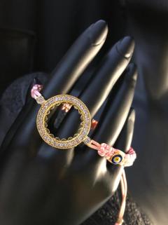 Vog Çeyrek Ve Gram Takılan 24 Ayar Altın Kaplama Göz Boncuk Detaylı Yavru Ağızı Renk İp Bileklik