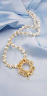 Vog Çeyrek Ve Gram Takılan Yonca Yaprak Detaylı Altın Görünümlü 24 Ayar Kaplama Kolye 