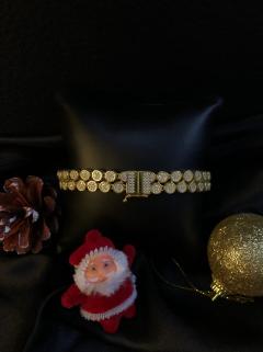 VOG TAŞLI DAİRE SERİSİ SARI RENK GÜMÜŞ BİLEKLİK