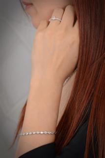 Vog Dolunay Zirconia Taşlı 925 Ayar Gümüş Su Yolu Set - Düğün - Nişan - Söz - Sevgiliye - Eşe Takım