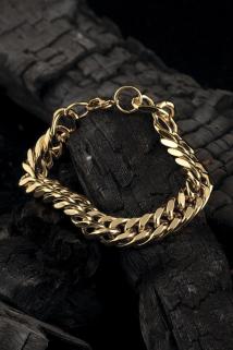 Altın Tasarım Altın Rengi Çelik Gurmet Erkek Bileklik • Sevgiliye • Eşe • Babaya Hediye Çelik Bileklik