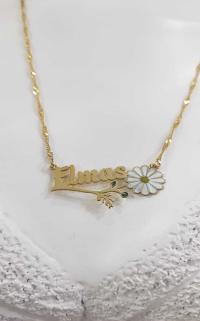 Vog Kişiye Özel Elmas Yazılı Papatya Isim Kolye 925 Ayar Gümüş Sevgiliye,Anneye,Arkadaşa Kolye