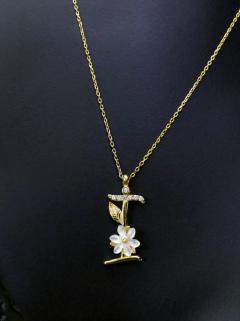 VOG FLEURS SERİSİ İ HARF SARI RENK GÜMÜŞ KOLYE