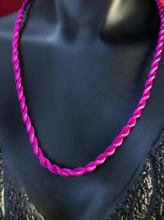 VOG FUŞYA RENK İP HER TÜRLÜ KOLYE UCU TAKILAN UÇ KISMI PİRİNÇ KİLİT KISMI ÇELİK KOLYE