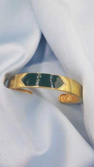 Vog İtalyan Tasarım Altın Model Yeşil Mineli 925 Ayar Gümüş Sevgiliye,Anneye,Eşe Hediye Bileklik