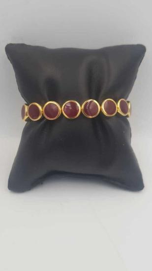 Vog İtalyan Tasarım Altın Model Kahve Renk Mineli 925 Gümüş Sevgiliye,Anneye,Eşe Hediye Bileklik