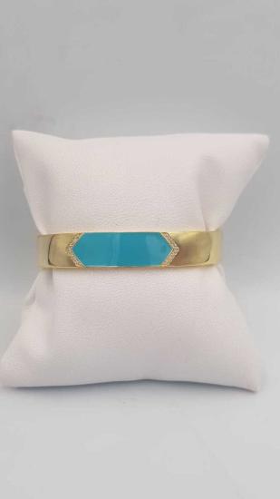 Vog İtalyan Tasarım Altın Model Mavi Mineli 925 Ayar Gümüş Sevgiliye,Anneye,Eşe Hediye Bileklik