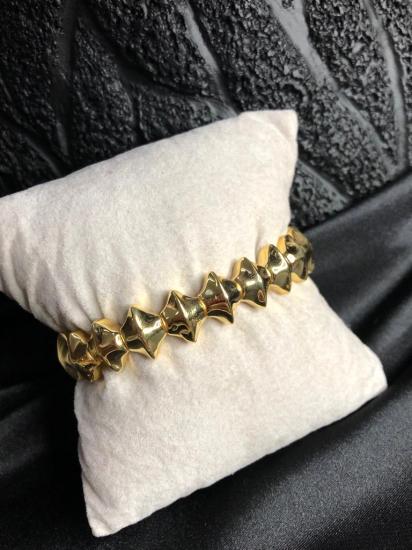 Vog İtalyan Tasarım Altın Model Asimetrik Tasarım 925 Ayar Gümüş Sevgiliye,Anneye,Eşe Bileklik