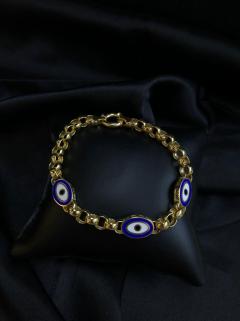 VOG GÖZLÜ SARI RENK GÜMÜŞ BİLEKLİK