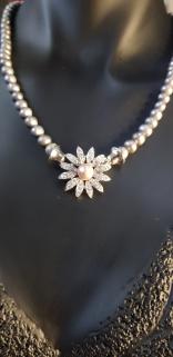 VOG GRİ İNCİ BROŞ KOLYE 925 AYAR GÜMÜŞ SARI,ROZE RENK SEÇENEĞİ