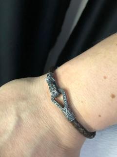 VOG GOTİK TASARIM KAHVE DERİLİ OKSİDE ERKEK 925 AYAR GÜMÜŞ BİLEKLİK