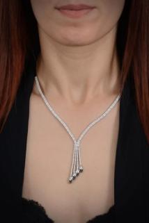 Vog Hera Bayan Zirkon Taşlı 925 Ayar Gümüş Su Yolu Set - Düğün - Nişan - Söz - Sevgiliye - Eşe Takım