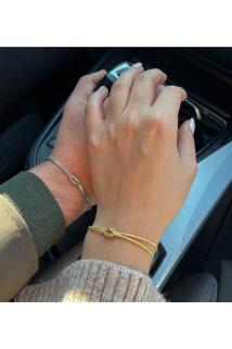 VOG HARF DETAYLI ÇİFT DÜĞÜM BİLEKLİK 925 AYAR GÜMÜŞ BEYAZ,SARI,ROZE SEÇENEĞİ İLE