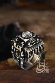 Erkek Gümüş Yüzük - Islam Usta Tasarımı Gümüş Kubbe Model • Işıklı Kutuda • Sevgiliye • Eşe Yüzük