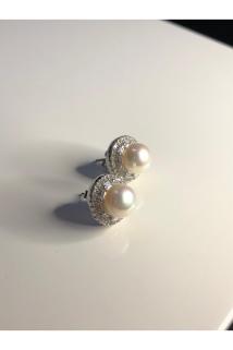 Vog Inci Ve Çift Sıra Baget Zirconia Taşlı 925 Ayar Beyaz Küpe