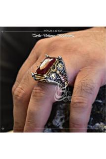 Erkek Gümüş Yüzük - Islam Usta Tasarımı Nizam-ı Alem • Işıklı Kutuda • Sevgiliye • Eşe Yüzük