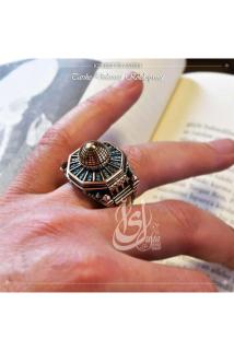 Erkek Gümüş Yüzük - Islam Usta Tasarımı Kubbetüs Sahra • Işıklı Kutuda • Sevgiliye • Eşe Yüzük