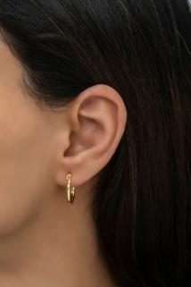 Vog Kadın 925 Ayar Gümüş Gold Çizgili Şarnel Renk Küpe