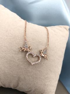 Vog Kalp ve İki Melek 925 Ayar Rose Renk GümüşKolye
