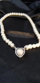 VOG KALP MODEL İNCİ BROŞ KOLYE 925 AYAR GÜMÜŞ SARI,ROZE RENK SEÇENEĞİ