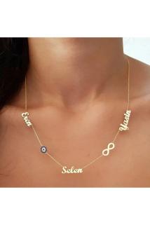 3’Lü İsim Kolye • Göz Boncuk Detay Gümüş  Işıklı Kutuda • Sevgiliye • Eşe • Anneye Hediye Kolye