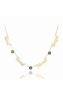 4’Lü İsim Kolye  • Göz Boncuk  Detay Gümüş  • Işıklı Kutuda • Sevgiliye • Eşe • Anneye Hediye Kolye