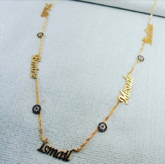 5’Li Isim Kolye • Göz Boncuk Detay Gümüş  Işıklı Kutuda • Sevgiliye • Eşe • Anneye Hediye Kolye