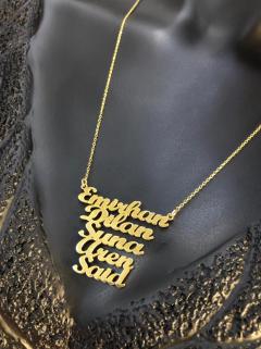 Vog Kişiye Özel 5 Li İsim Kolye 925 Ayar Gümüş Sarı Renk Kolye Beyaz,Roze Renk Seçeneği