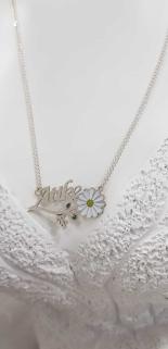 Vog Kişiye Özel Atike Yazılı Papatya Isim Kolye 925 Ayar Gümüş Sevgiliye,Anneye,Arkadaşa Kolye