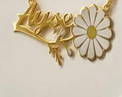 Vog Kişiye Özel Ayşe Yazılı Papatya Isim Kolye 925 Ayar Gümüş Sevgiliye,Anneye,Arkadaşa Kolye