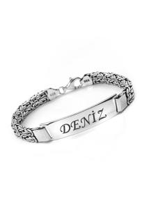 VOG KİŞİYE ÖZEL Erkek Gümüş Bileklik Çift Kral Künye Orta Kalınlıkta KARE SARI,ROZE RENK SEÇENEK