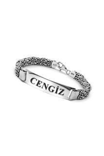 Erkek Gümüş Bileklik - Çift Kral Künye Orta Kalınlıkta Kişiye Özel Orta Kalınlıkta Gümüş Bileklik