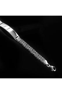 Erkek Gümüş Bileklik - Çift Kral Künye Orta Kalınlıkta Kişiye Özel Orta Kalınlıkta Gümüş Bileklik