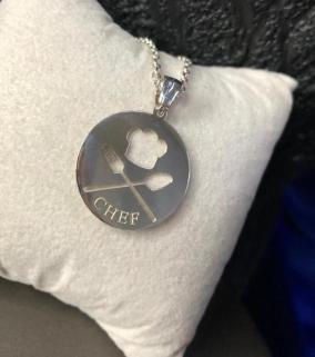 Vog Kişiye Özel  Chef Şef Şapka,Kaşık Ve Çatal 925 Ayar Gümüş Kolye