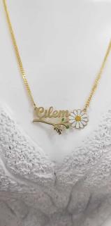 Vog Kişiye Özel Çilem Yazılı Papatya Isim Kolye 925 Ayar Gümüş Sevgiliye,Anneye,Arkadaşa Kolye