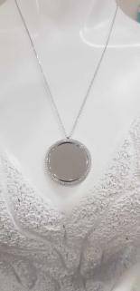 Ayna Görünüm Plaka Taş Detaylı Çerçeve Madalyon 925 Gümüş  Sevgiliye • Eşe • Anneye Hediye Kolye