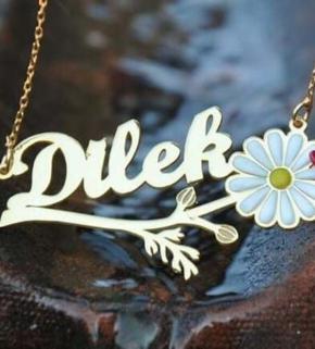 Vog Kişiye Özel Dilek Yazılı Papatya Isim Kolye 925 Ayar Gümüş Saevgiliye,Anneye,Arkadaşa Kolye