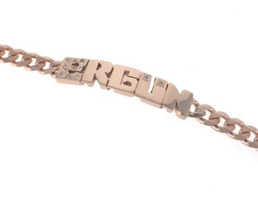 Vog Kişiye Özel Ergün Yazılı  İsim Künye 925 Ayar Gümüş Beyaz Renk Bileklik Sarı,Roze Seçeneği