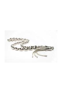 Vog Kişiye Özel 925 Ayar Erkek Gümüş Tesbih Arpa Kesim Orta Bilek Boy 18gr