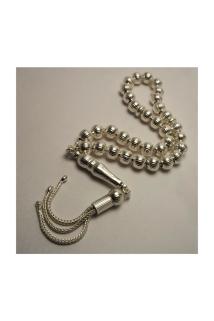 Vog Kişiye Özel 925 Ayar Erkek Gümüş Tesbih  Çizgili Küre Orta Boy 15,5gr