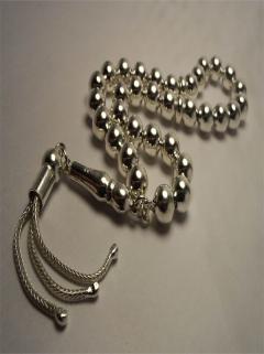 Vog Kişiye Özel 925 Ayar Erkek Gümüş Tesbih Düz Küre Orta Boy 21 gr