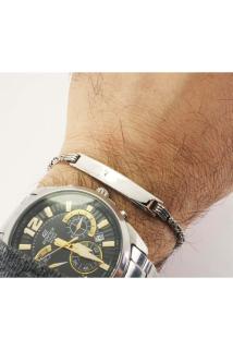 İsim Yazılan Erkek Gümüş Bileklik • Ince Model Kral Zincirli Işıklı Kutuda Sevgiliye • Eşe Künye