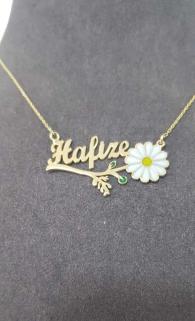 Vog Kişiye Özel Hafize Yazılı Papatya Isim Kolye 925 Ayar Gümüş Sevgiliye,Anneye,Arkadaşa Kolye