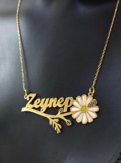 Zeynep Yazılı İsim Ve Papatya İçinde İsim Gümüş Işıklı Kutuda • Sevgiliye • Eşe • Anneye Kolye