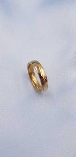 Kadın Erkek Çelik Yüzük - 4mm Bombeli Sarı Renk • Söz • Nişan • Düğün • Evlilik Alyans