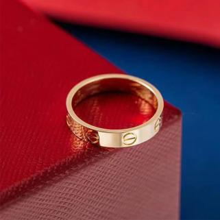 Vog Kişiye Özel İsim Yazılan 4mm Cartier Vidalı Rose Renk Çelik Alyans Yüzük