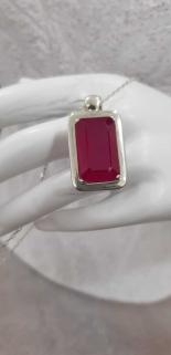 VOG KÖK YAKUT TAŞLI BEYAZ RENK  925 AYAR GÜMÜŞ KOLYE SARI,ROZE RENK SEÇENEĞİ