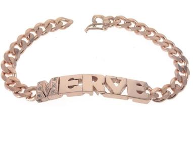 Vog Kişiye Özel Merve Yazılı  İsim Künye 925 Ayar Gümüş Beyaz Renk Bileklik Sarı,Roze Seçeneği