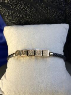 Vog Kişiye Özel Unisex İsim Yazılan Eş,Sevgiliye Özel 14 Ayar Altın ve Çelik Detaylı Bileklik